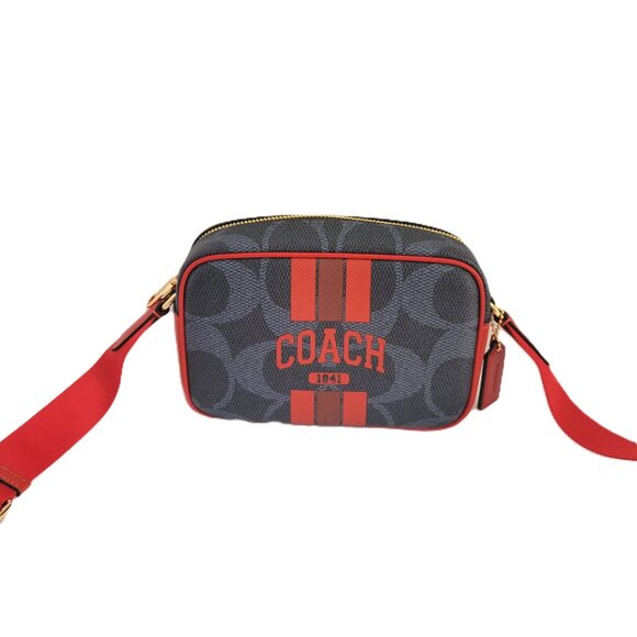 Coach CBM36 Mini Jamie Signature Varsity Camera Bag Crossbody Denim Bold Red - Picture 2 of 7
